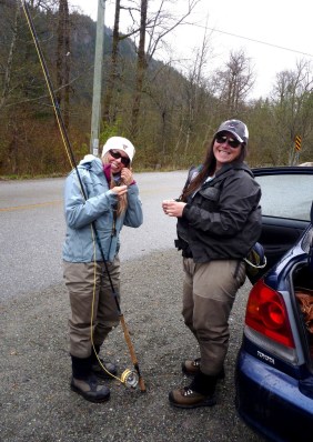 Paula Shearer, Adrienne Comeau, fly-fishing ladies, Squamish River
